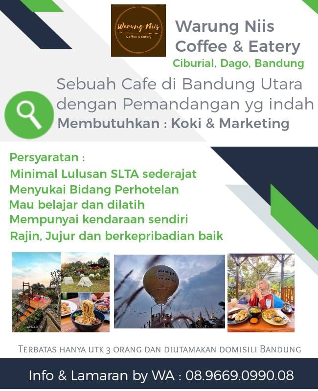 Lowongan Kerja Koki Marketing Di Warung Niis Coffee Eatery