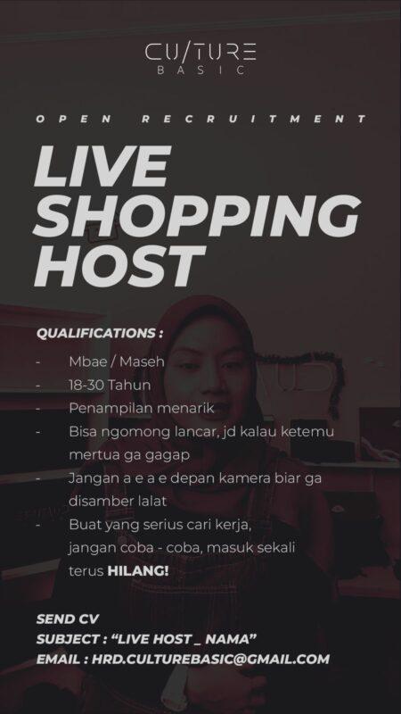 Lowongan Kerja Live Shopping Host Packing Staff Content Creator Di