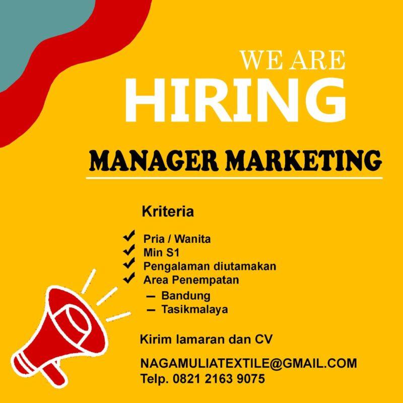 Lowongan Kerja Manager Marketing Marketing Area Bandung Marketing