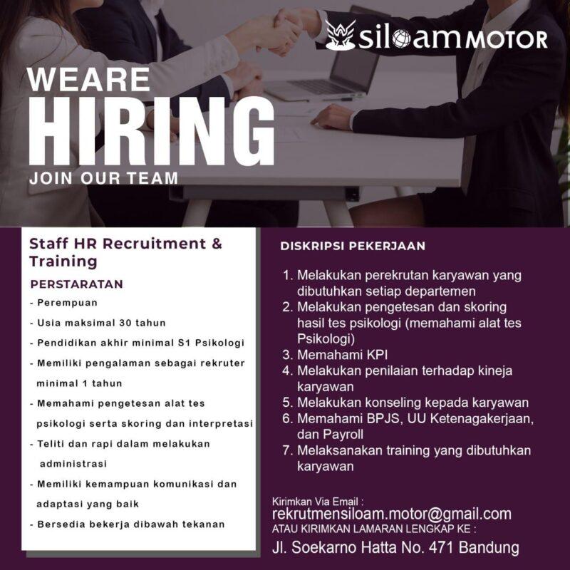 Lowongan Kerja Staff HR Recruitment Traning Marketing Communication