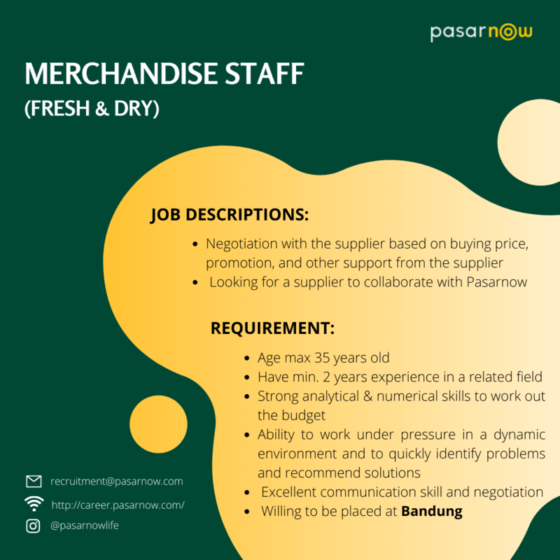 Merchandiser staff fresh dry di pasarnow pt usaha pintar pratama