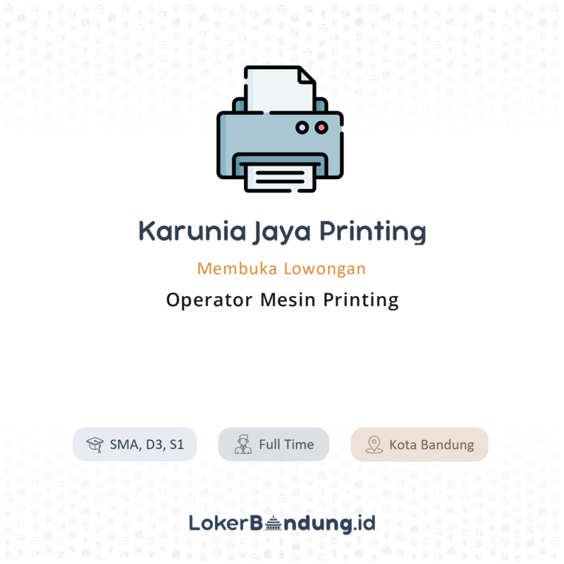 Operator mesin printing di karunia jaya printing