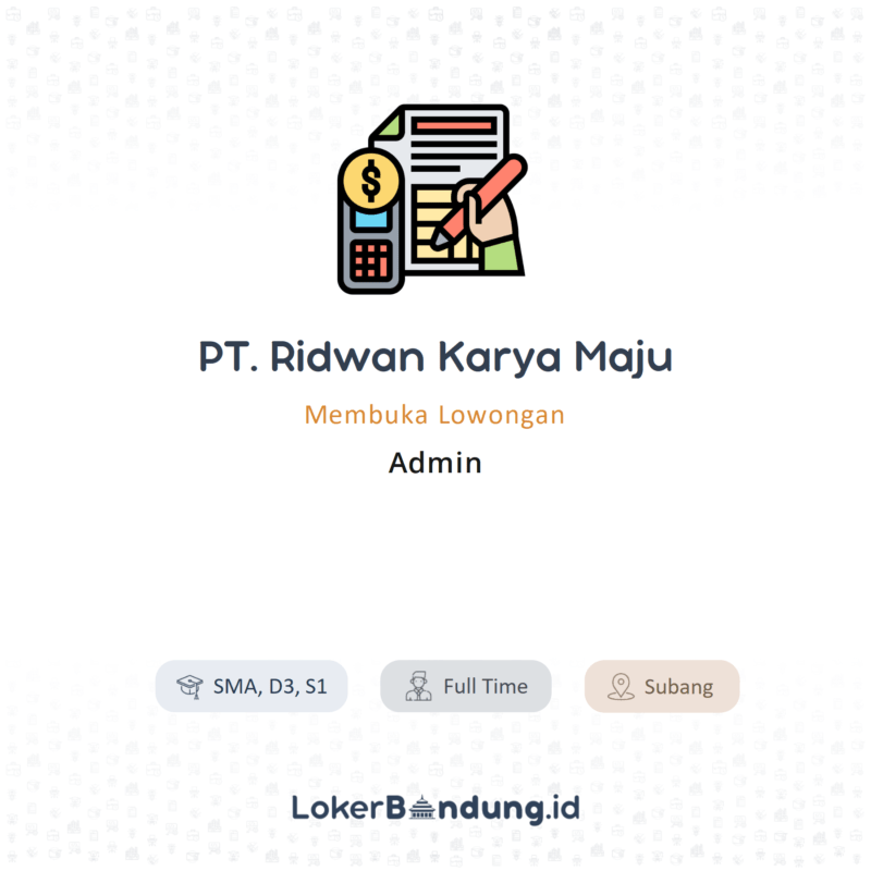 Admin di pt ridwan karya maju