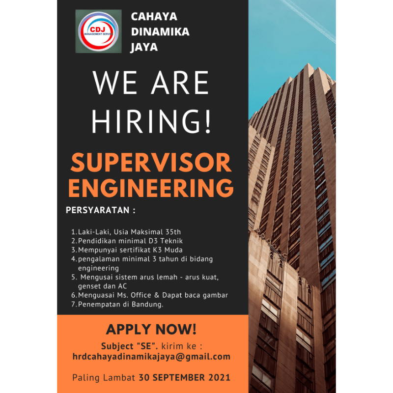 Supervisor engineering di pt cahaya dinamika jaya