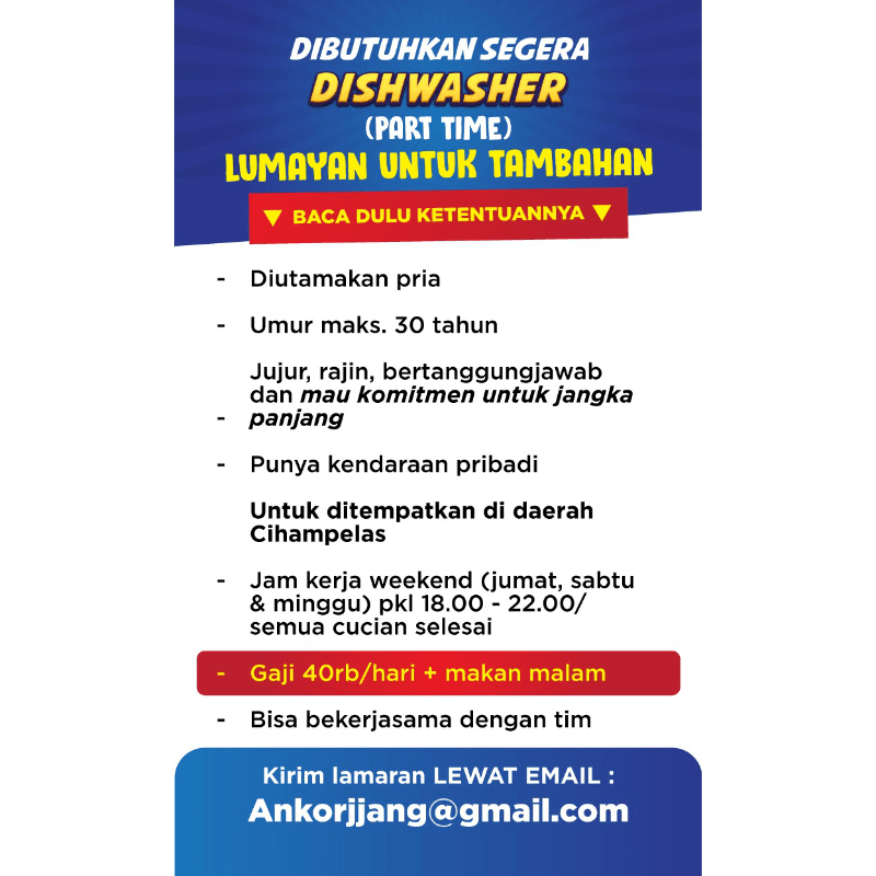 Lowongan Kerja Dishwasher di Ankorjjang LokerBandung.id