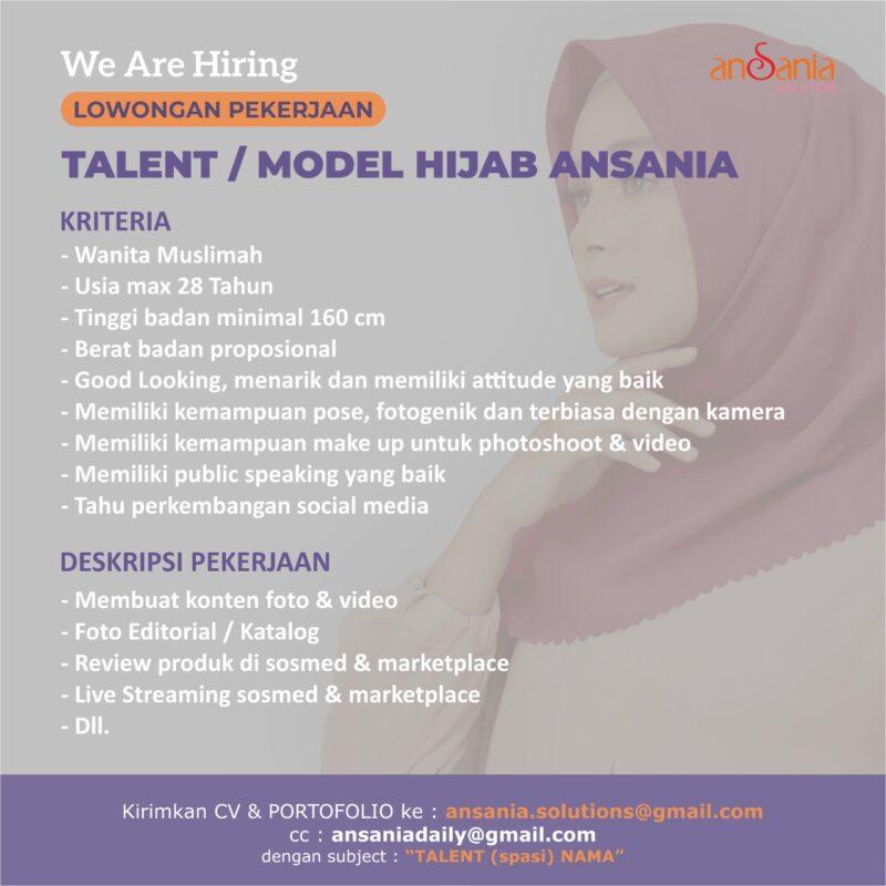 Talent model hijab ansania di pt kanti sehati sukses ansania hijab