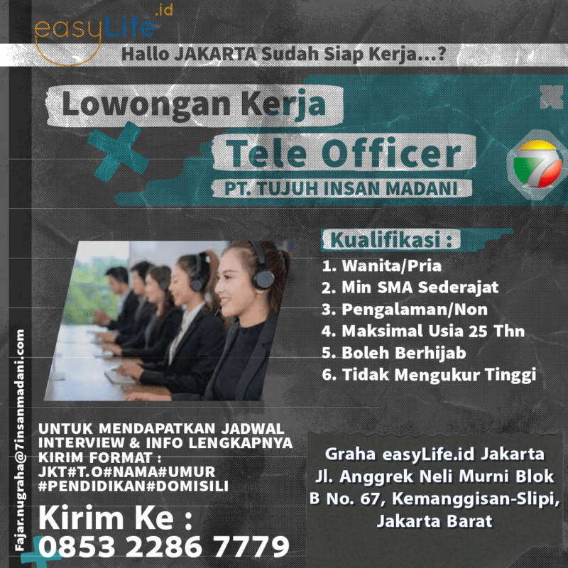 Staff tele officer di pt tujuh insan madani easylife id