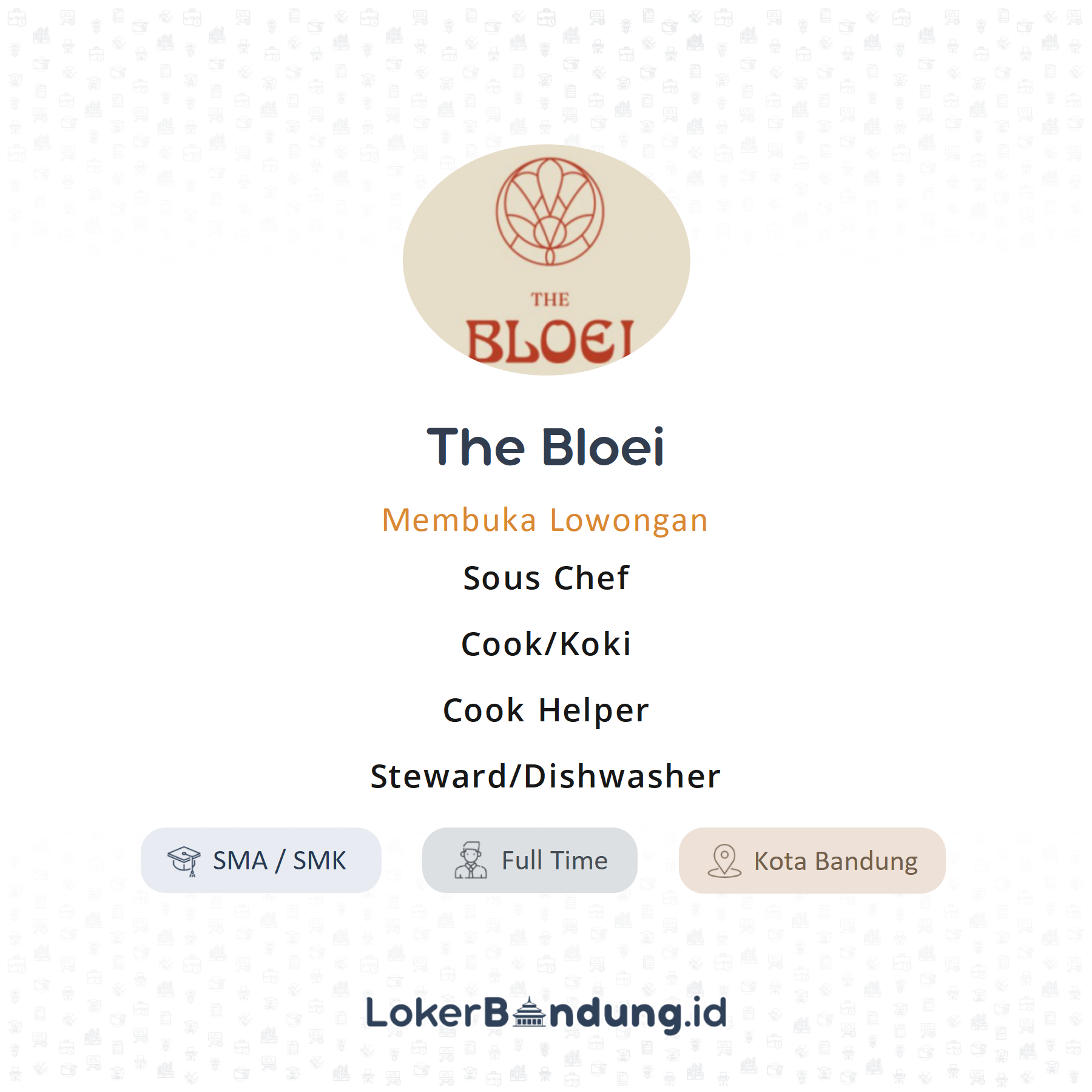 Sous chef cook koki cook helper steward dishwasher di the bloei