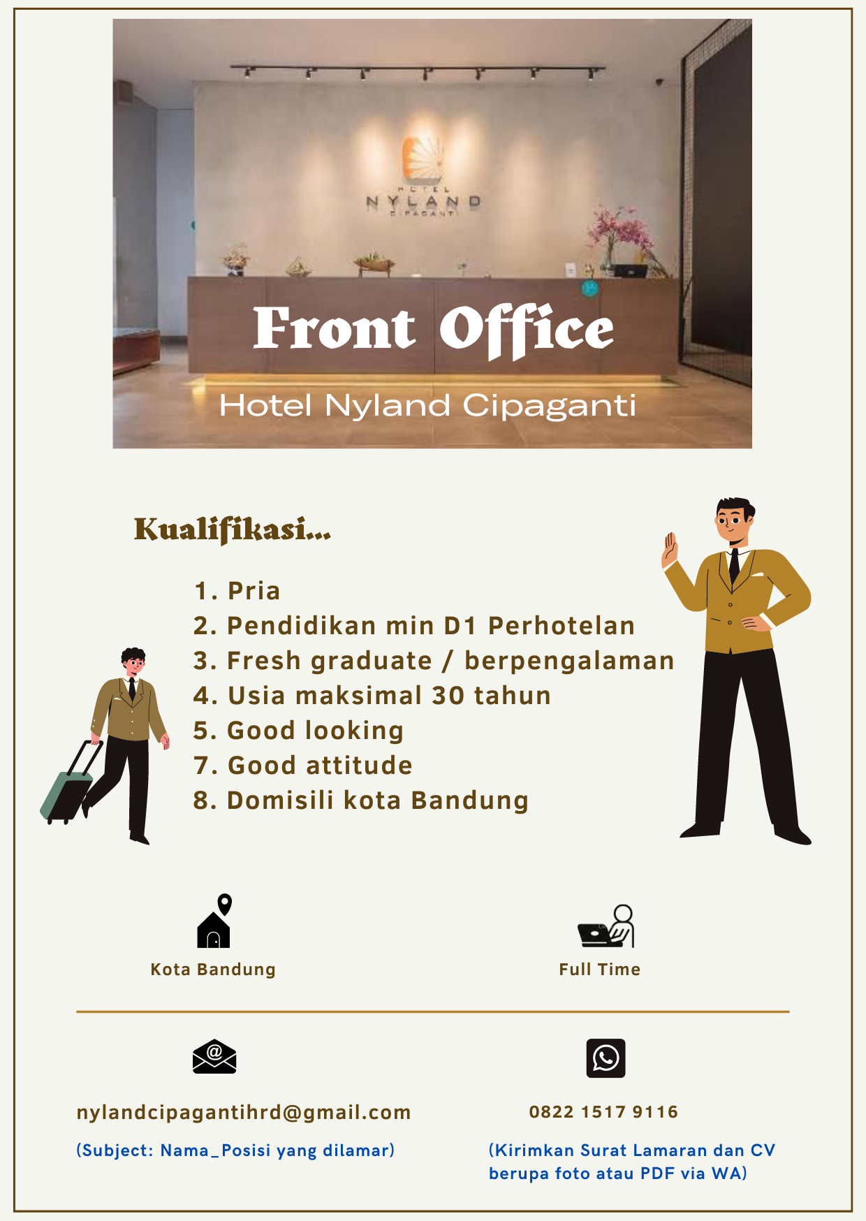 Lowongan Kerja Front Office Di Hotel Nyland Cipaganti - LokerBandung.id