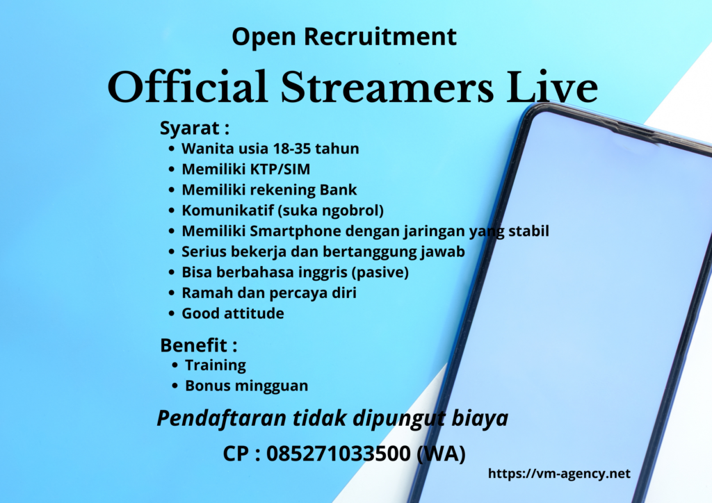 Lowongan Kerja streamer live chat di vm agency 5