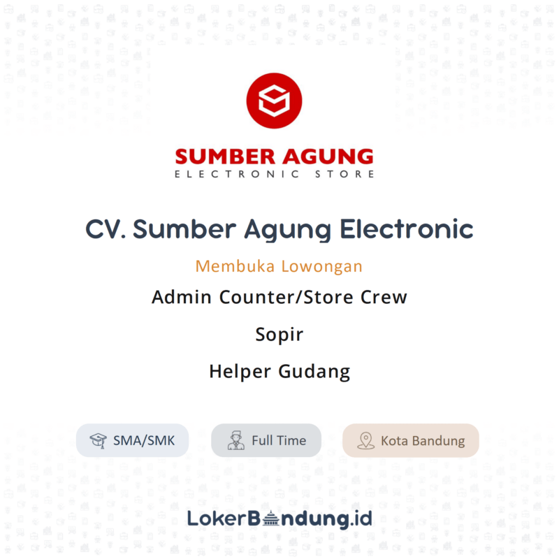 Lowongan Kerja Admin Counter/Store Crew - Sopir - Helper Gudang Di CV ...