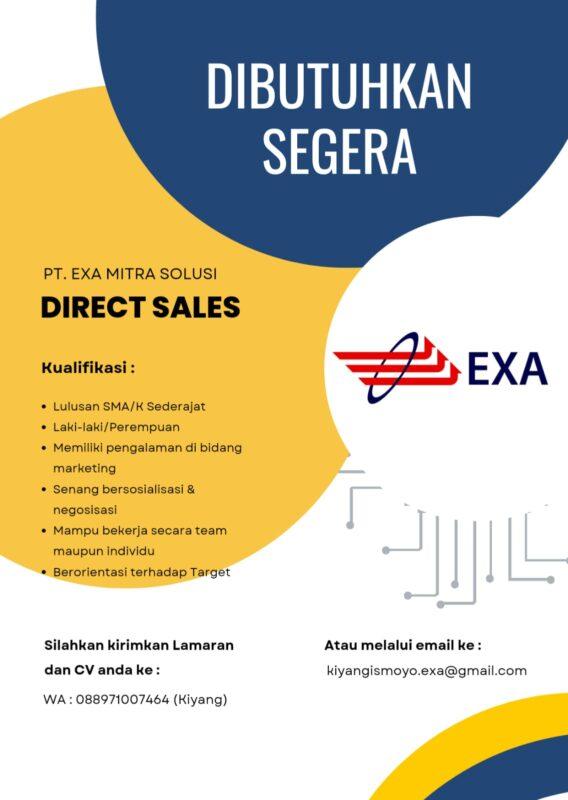 Lowongan Kerja Direct Sales Di PT. Exa Mitra Solusi - LokerBandung.id