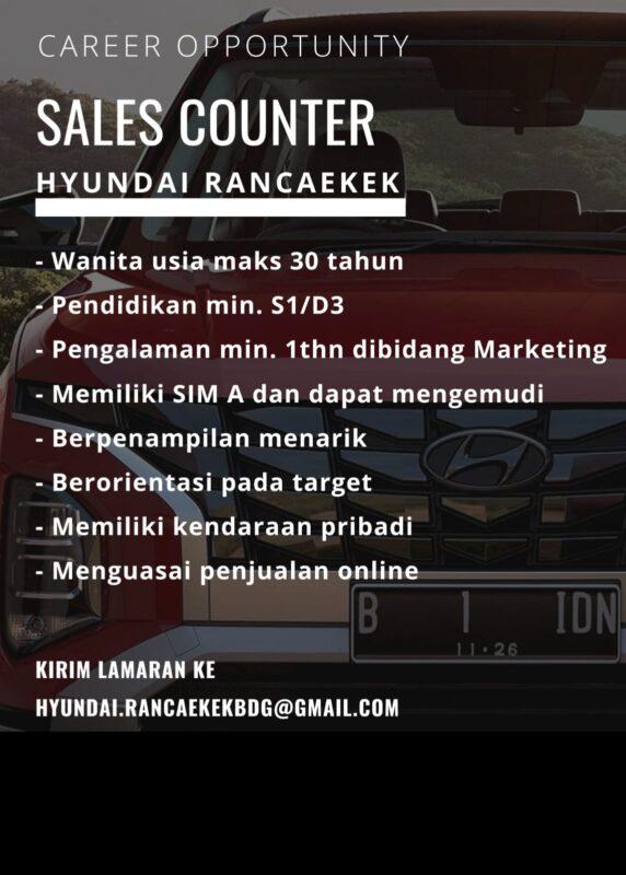 Lowongan Kerja Sales Counter di Hyundai Rancaekek
