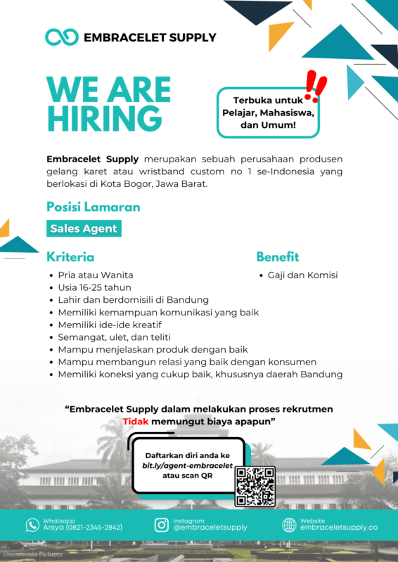 Lowongan Kerja Sales Agent Di Embracelet Supply Lokerbandung Id