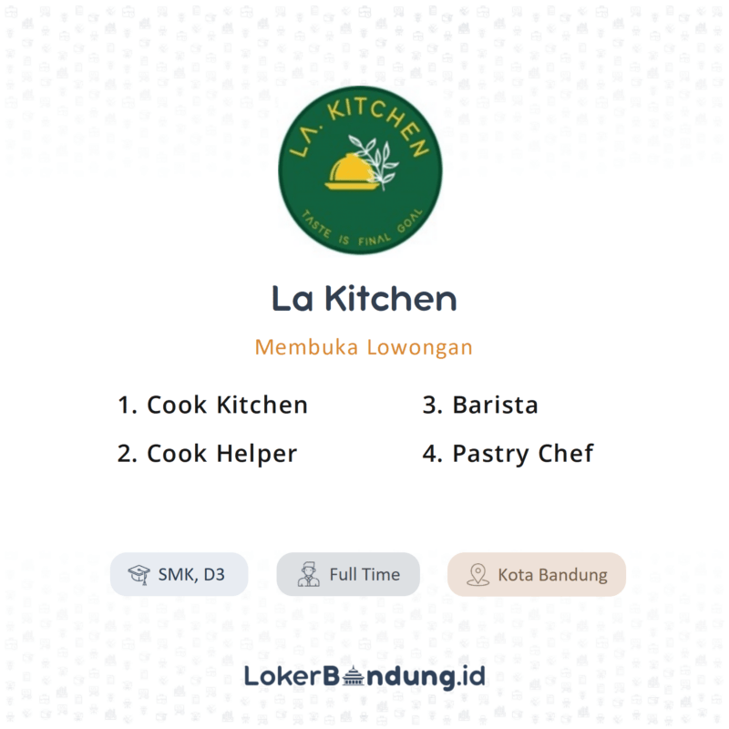 Lowongan Kerja Cook Kitchen - Cook Helper - Barista - Pastry Chef Di La ...