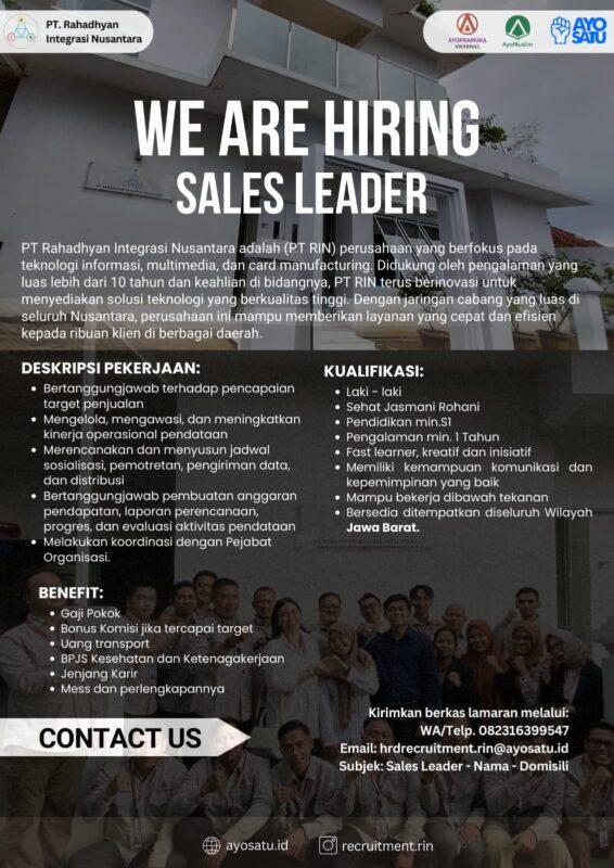 Lowongan Kerja Sales Leader di PT. Rahadhyan Integrasi Nusantara ...